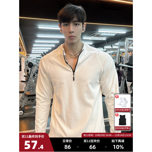 秋冬美式修身德絨打底T恤訓練服上衣健身運動男款半拉鍊圓領長袖 秋冬美式修身德絨打底T恤訓練服上衣健身運動男款半拉鍊圓領長袖