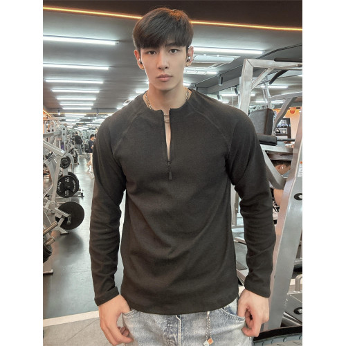 秋冬美式修身德絨打底T恤訓練服上衣健身運動男款半拉鍊圓領長袖 秋冬美式修身德絨打底T恤訓練服上衣健身運動男款半拉鍊圓領長袖