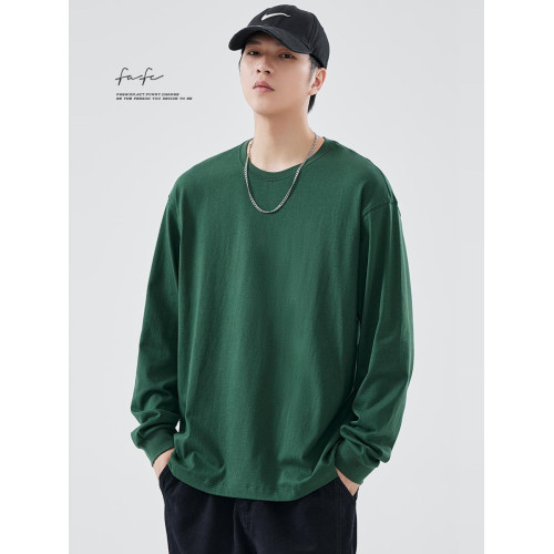 FAFC秋季重磅純色長袖t恤男白色純棉寬松圓領內搭打底衫上衣衛衣 FAFC秋季重磅純色長袖t恤男白色純棉寬松圓領內搭打底衫上衣衛衣