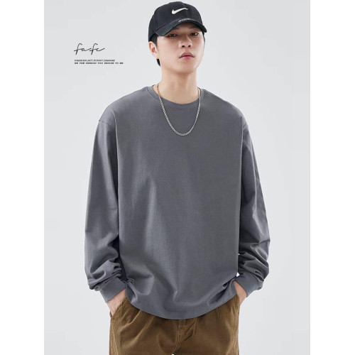 FAFC秋季重磅純色長袖t恤男白色純棉寬松圓領內搭打底衫上衣衛衣 FAFC秋季重磅純色長袖t恤男白色純棉寬松圓領內搭打底衫上衣衛衣