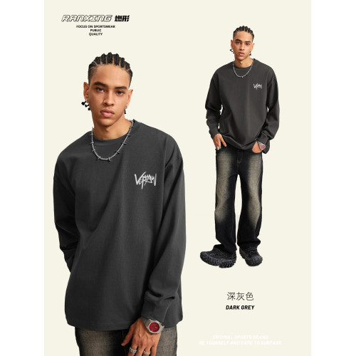燃形健身長袖T恤寬鬆大碼男女秋季衛衣運動純棉潮牌重磅VEPMANN