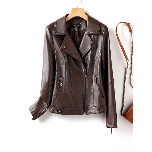 海甯綿羊皮修身小個子夾克大牌春秋季2025顯瘦短款真皮皮衣小外套 海甯綿羊皮修身小個子夾克大牌春秋季2025顯瘦短款真皮皮衣小外套