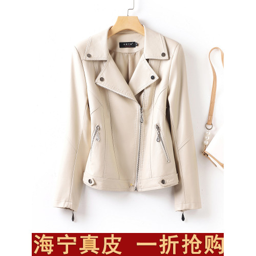 海甯綿羊皮修身小個子夾克大牌春秋季2025顯瘦短款真皮皮衣小外套 海甯綿羊皮修身小個子夾克大牌春秋季2025顯瘦短款真皮皮衣小外套