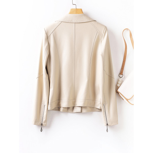 海甯綿羊皮修身小個子夾克大牌春秋季2025顯瘦短款真皮皮衣小外套 海甯綿羊皮修身小個子夾克大牌春秋季2025顯瘦短款真皮皮衣小外套