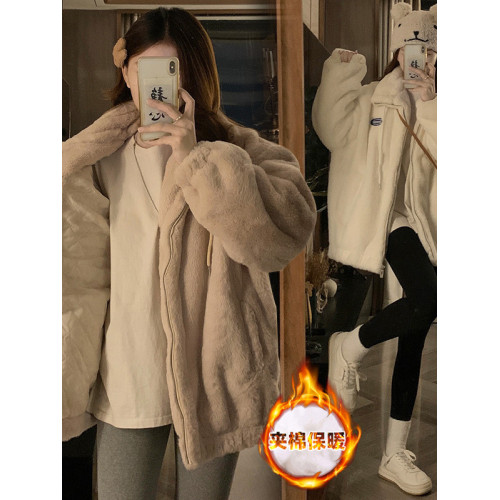 水貂絨羊羔毛外套女秋冬新款仿獺兔毛皮草立領毛毛絨寬松加厚棉服 水貂絨羊羔毛外套女秋冬新款仿獺兔毛皮草立領毛毛絨寬松加厚棉服