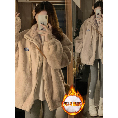 水貂絨羊羔毛外套女秋冬新款仿獺兔毛皮草立領毛毛絨寬松加厚棉服 水貂絨羊羔毛外套女秋冬新款仿獺兔毛皮草立領毛毛絨寬松加厚棉服