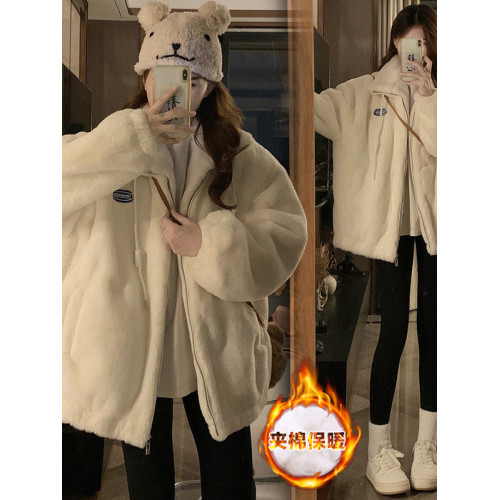 水貂絨羊羔毛外套女秋冬新款仿獺兔毛皮草立領毛毛絨寬松加厚棉服 水貂絨羊羔毛外套女秋冬新款仿獺兔毛皮草立領毛毛絨寬松加厚棉服