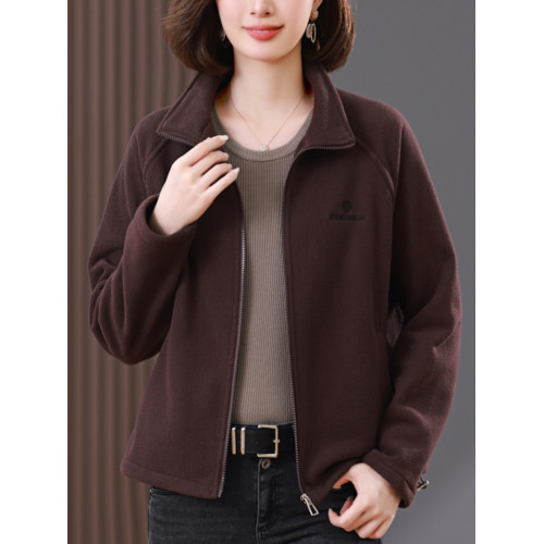 時尚顆粒絨外套女2025秋冬新款中年媽媽寬松休閒加絨保暖立領上衣 時尚顆粒絨外套女2025秋冬新款中年媽媽寬松休閒加絨保暖立領上衣