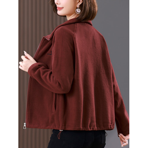 時尚顆粒絨外套女2025秋冬新款中年媽媽寬松休閒加絨保暖立領上衣 時尚顆粒絨外套女2025秋冬新款中年媽媽寬松休閒加絨保暖立領上衣