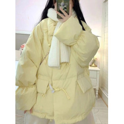 羽絨棉服女2025年冬季新款韓系棉襖小個子寬松牛角釦棉衣加厚外套