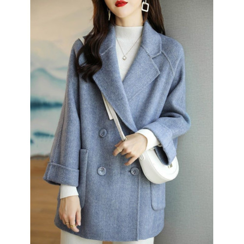 大碼女裝秋冬季爆款胖妹妹加厚夾棉毛呢外套高級感中長款呢子大衣