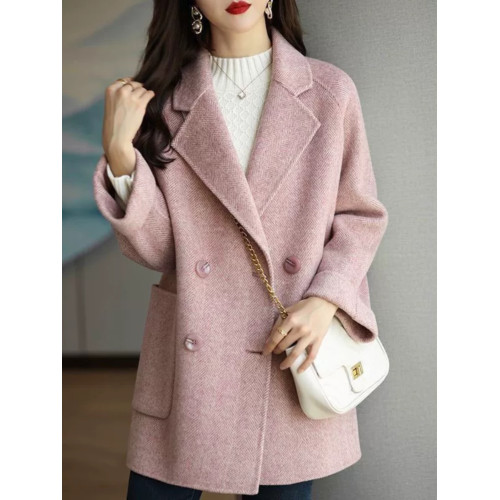 大碼女裝秋冬季爆款胖妹妹加厚夾棉毛呢外套高級感中長款呢子大衣