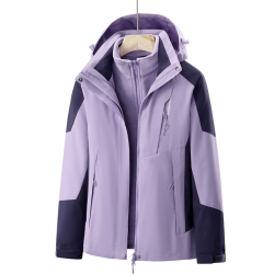 啄木鳥沖鋒衣外套女三合一可拆卸秋冬防風防水冬季加絨加厚風衣女