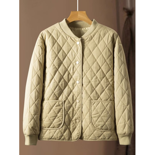 大碼短款夾棉圓領棒球服外套寬松羽絨棉小香風菱格冬季薄款棉衣 大碼短款夾棉圓領棒球服外套寬松羽絨棉小香風菱格冬季薄款棉衣