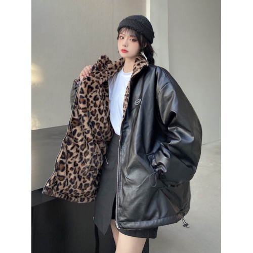 冬裝ins兩面穿豹紋PU皮衣毛絨外套男女學生雙面穿加厚皮襖棉衣潮 冬裝ins兩面穿豹紋PU皮衣毛絨外套男女學生雙面穿加厚皮襖棉衣潮