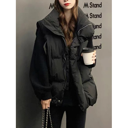 粉色馬甲女冬季2025新款寬鬆外搭羽絨服背心馬夾坎肩無袖棉服外套