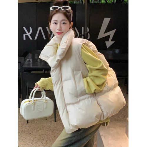 粉色馬甲女冬季2025新款寬鬆外搭羽絨服背心馬夾坎肩無袖棉服外套