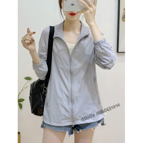 立領大碼防曬衣女長袖無帽寬松2023年夏季200斤防紫外線透氣冰絲 立領大碼防曬衣女長袖無帽寬松2023年夏季200斤防紫外線透氣冰絲