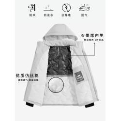 啄木鳥戶外沖鋒衣情侶新款秋冬男石墨烯棉衣連帽棉服女黑金加棉