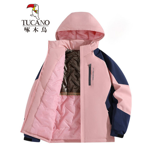 啄木鳥戶外沖鋒衣情侶新款秋冬男石墨烯棉衣連帽棉服女黑金加棉 啄木鳥戶外沖鋒衣情侶新款秋冬男石墨烯棉衣連帽棉服女黑金加棉