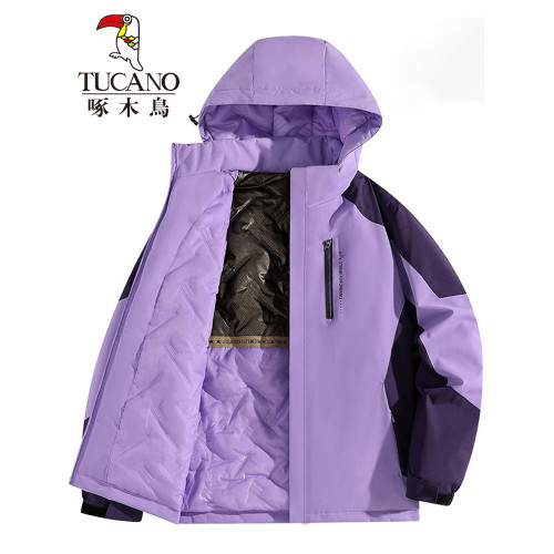 啄木鳥戶外沖鋒衣情侶新款秋冬男石墨烯棉衣連帽棉服女黑金加棉 啄木鳥戶外沖鋒衣情侶新款秋冬男石墨烯棉衣連帽棉服女黑金加棉