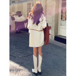 秋冬款復古韓版寬松中長款高級感時尚毛呢大衣女呢子西裝外套