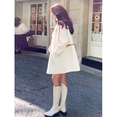 秋冬款復古韓版寬松中長款高級感時尚毛呢大衣女呢子西裝外套