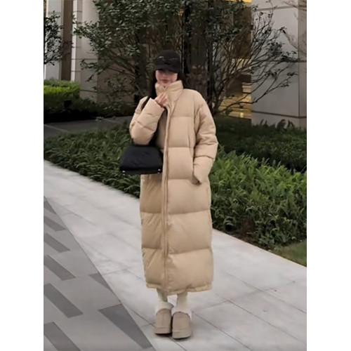 冬季高級韓版氣質寬松加厚純色立領長款保暖羽絨服棉服過膝外套女 冬季高級韓版氣質寬松加厚純色立領長款保暖羽絨服棉服過膝外套女