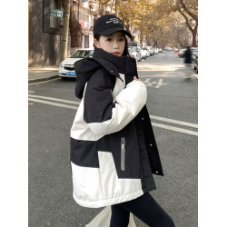 2025年新款工裝戶外登山服寬松棉衣女冬季短款沖鋒衣棉服加厚外套