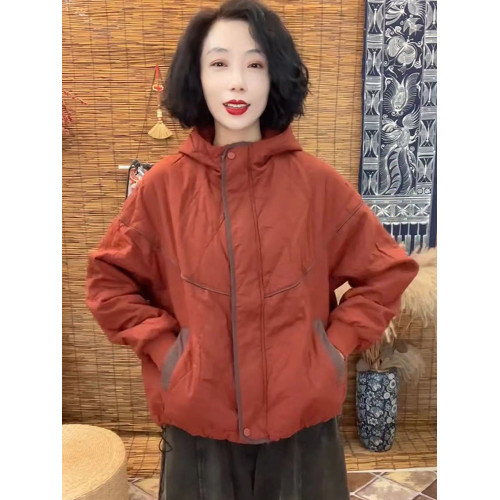 2025年秋冬新品百搭寬松休閒棉夾棉保暖連帽棉衣女式抽繩外套棉服 2025年秋冬新品百搭寬松休閒棉夾棉保暖連帽棉衣女式抽繩外套棉服