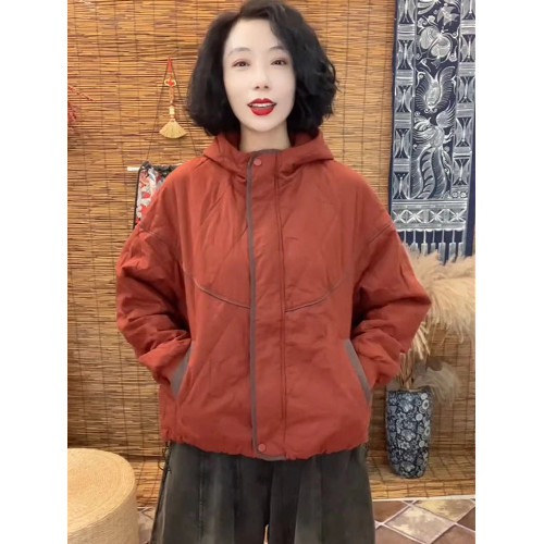 2025年秋冬新品百搭寬松休閒棉夾棉保暖連帽棉衣女式抽繩外套棉服 2025年秋冬新品百搭寬松休閒棉夾棉保暖連帽棉衣女式抽繩外套棉服