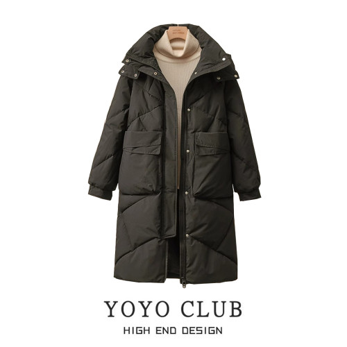 品牌折釦大碼冬季連帽長款羽絨棉襖女過膝加厚棉服外套女麵包服潮 品牌折釦大碼冬季連帽長款羽絨棉襖女過膝加厚棉服外套女麵包服潮