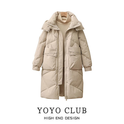 品牌折釦大碼冬季連帽長款羽絨棉襖女過膝加厚棉服外套女麵包服潮 品牌折釦大碼冬季連帽長款羽絨棉襖女過膝加厚棉服外套女麵包服潮