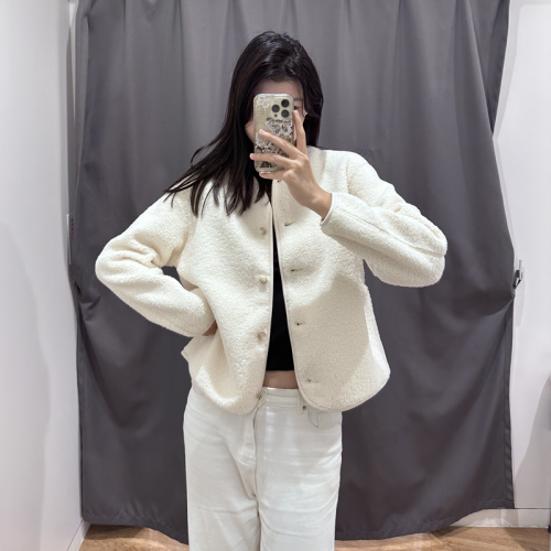 三裡屯出品秋冬新款女裝仿羊羔絨搖粒絨圓領開衫長袖外套Y461660 三裡屯出品秋冬新款女裝仿羊羔絨搖粒絨圓領開衫長袖外套Y461660