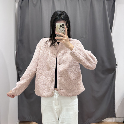 三裡屯出品秋冬新款女裝仿羊羔絨搖粒絨圓領開衫長袖外套Y461660 三裡屯出品秋冬新款女裝仿羊羔絨搖粒絨圓領開衫長袖外套Y461660