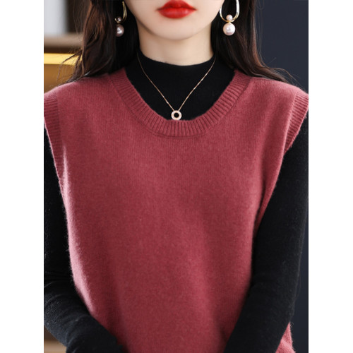 秋季新款圓領馬甲坎肩女搭配襯衣穿無袖毛衣針織背心女坎肩內搭 秋季新款圓領馬甲坎肩女搭配襯衣穿無袖毛衣針織背心女坎肩內搭