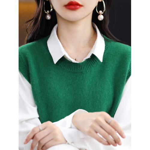 秋季新款圓領馬甲坎肩女搭配襯衣穿無袖毛衣針織背心女坎肩內搭 秋季新款圓領馬甲坎肩女搭配襯衣穿無袖毛衣針織背心女坎肩內搭