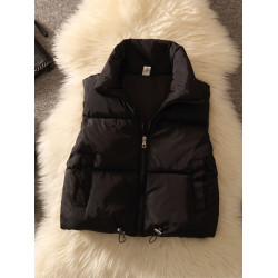 短款麵包棉服外套女小個子羽絨棉馬甲冬新款學生大童馬夾坎肩背心