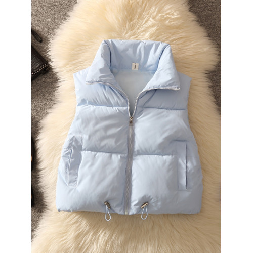 短款麵包棉服外套女小個子羽絨棉馬甲冬新款學生大童馬夾坎肩背心