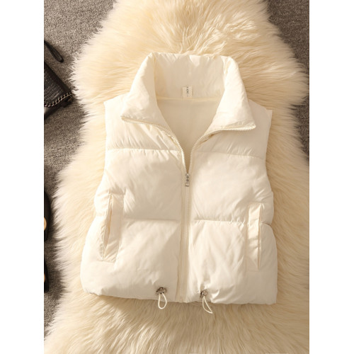 短款麵包棉服外套女小個子羽絨棉馬甲冬新款學生大童馬夾坎肩背心