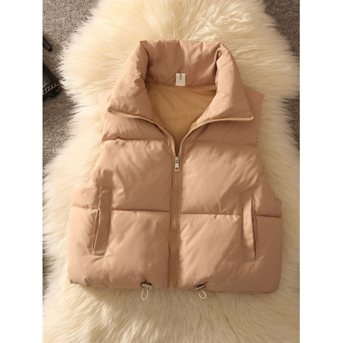 短款麵包棉服外套女小個子羽絨棉馬甲冬新款學生大童馬夾坎肩背心