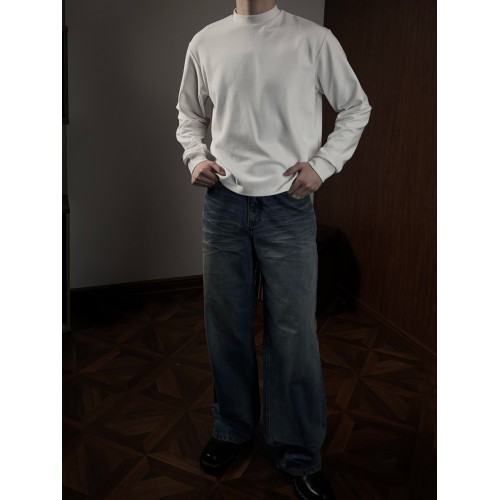 Boxy短寬廓形春秋基礎軟糯打底衫通勤復古小領口Cleanfti長袖T恤