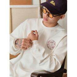 Battles 恒溫親膚保暖刺綉重磅315g美式長袖T恤多色基礎寬松