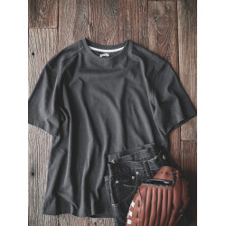 馬登工裝 美式復古重磅灰色短袖T恤圓領寬松純棉半袖打底衫男夏季