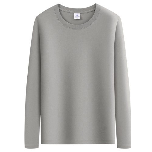 100%純棉T恤男長袖新疆棉內衣打底衫圓領純色t恤男潮流春秋體恤衫