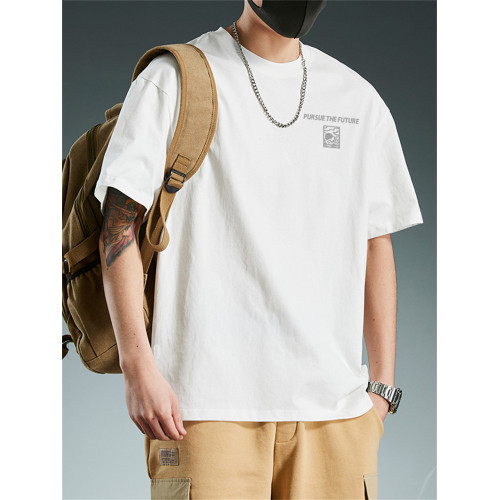 短袖t恤男士美式高街ins潮牌半袖體恤重磅純棉寬松大碼套頭上衣服