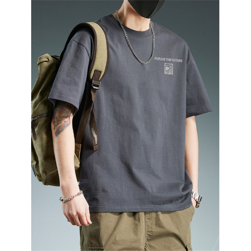 短袖t恤男士美式高街ins潮牌半袖體恤重磅純棉寬松大碼套頭上衣服