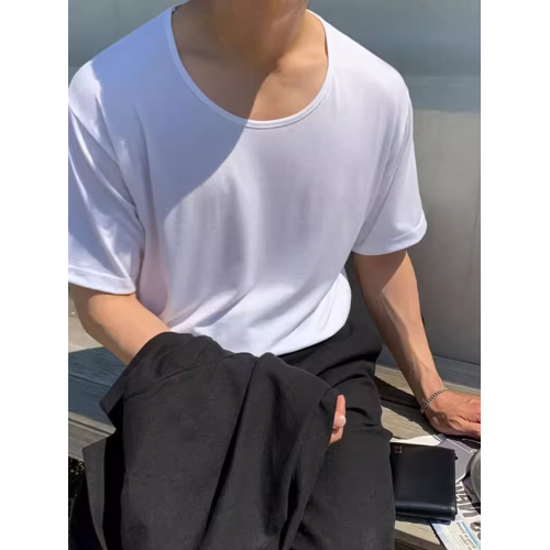 全棉透氣低領大圓領男士短袖寬松T恤 簡約休閒內搭純色大碼打底衫 全棉透氣低領大圓領男士短袖寬松T恤 簡約休閒內搭純色大碼打底衫