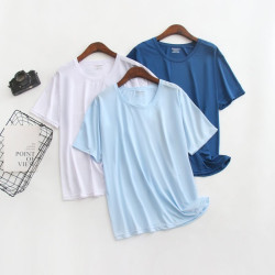 絲光絲滑【液態冰絲】夏款超薄男士圓領T恤短袖高彈運動速乾親膚