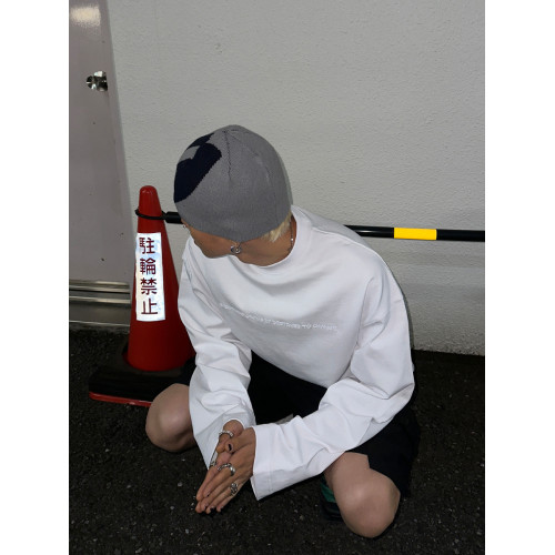 富士見 320g重磅美式字母刺綉小領口長袖T恤上衣男春秋內搭打底衫